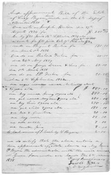 List of estate items, including slaves. Top reads And appraisement Bill of the estate..., 1838. Creator: Unknown