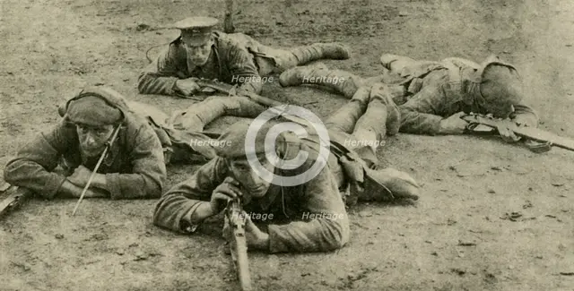 Listening for sounds from underground, Western Front, First World War, c1916, (c1920). Creator: Unknown.