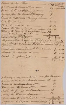 Lists of enslaved persons hired out by the Rouzee family in 1811. Creator: Unknown
