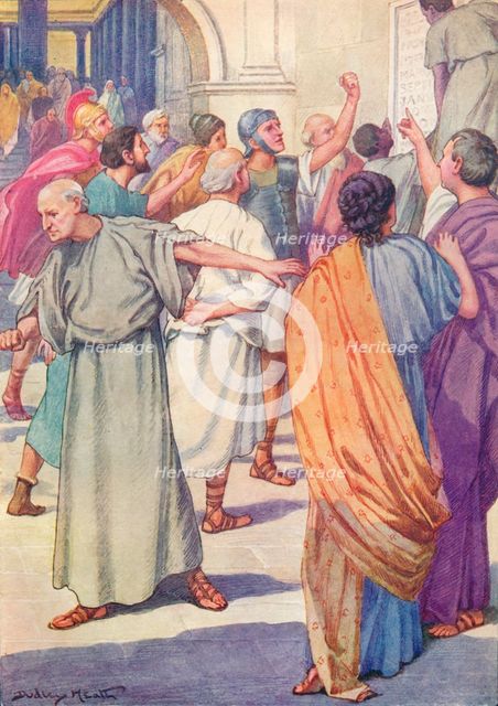 'Lists of those who were doomed were hung up in the Forum', c1912 (1912). Artist: Ernest Dudley Heath.
