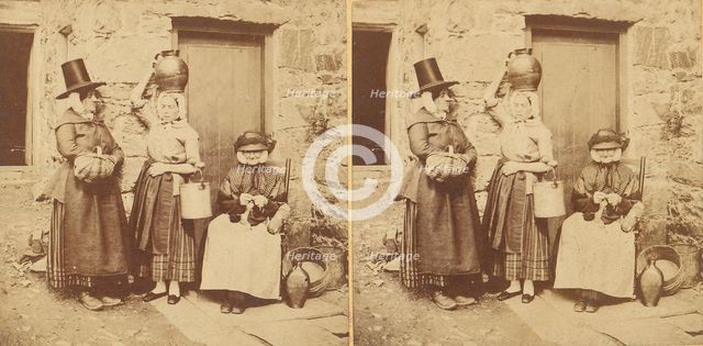 Llanberis, Group of Three Welsh Peasants, 1850s-1910s. Creator: Unknown.