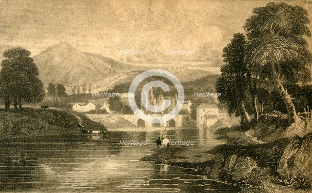 'Llangollen Bridge, Castle Dinas Bran, on the River Dee: North Wales', 19th century.  Creator: Unknown.