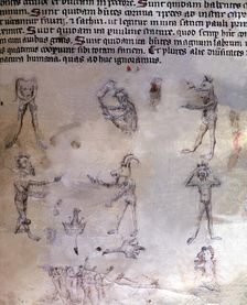 Llibre vermell (Red Book). Manuscript No. 1. Fol. 69, Latin text, there is a series of human fig…