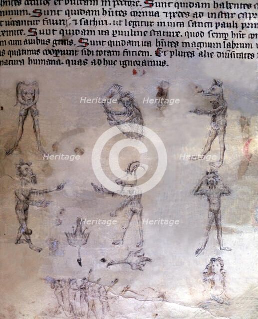 Llibre vermell  (Red Book). Manuscript No. 1. Fol. 69, Latin text, there is a series of human fig…