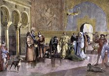 lllustration for The doctor of his honor colored engraving in the Ilustración Española y Ameri…