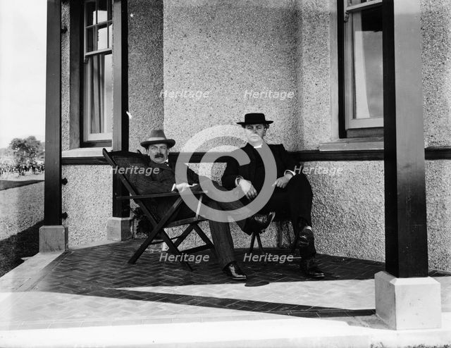 Lloyd George resting on the verandah of a house. Artist: Unknown