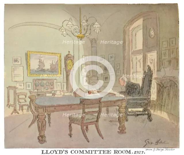 'Lloyd's Committee Room - As Seen By A Punch Artist, 1927', (1928). Artists: George Belcher, Unknown.