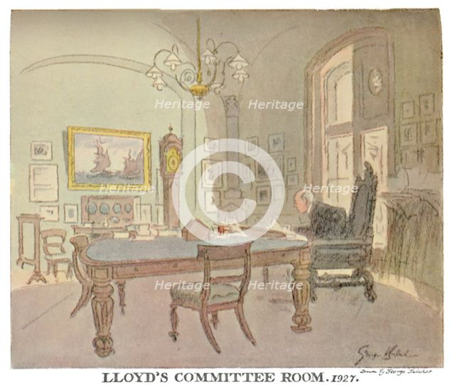 'Lloyd's Committee Room - As Seen By A Punch Artist, 1927', (1928). Artists: George Belcher, Unknown.