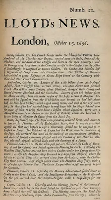 Lloyd's News. London, October 15, 1696 - Numb. 20 (1928)