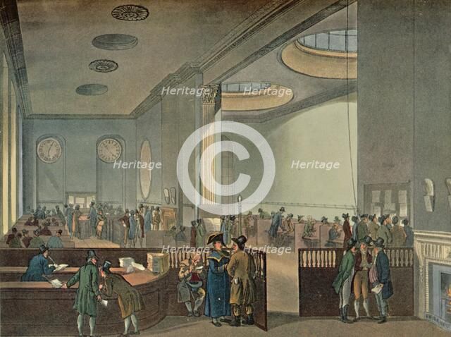 'Lloyd's Subscription Rooms As Seen By Rowlandson in 1800', 1928. Artists: Thomas Rowlandson, Unknown.