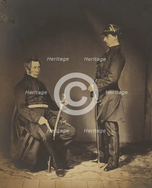 Lt. Gen. Sir Burgoyne, G.C.B. Seated in Dress Uniform with Aide to his Right, 1855. Creator: Roger Fenton.