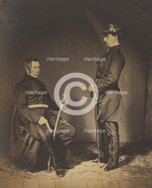 Lt. Gen. Sir Burgoyne, G.C.B. Seated in Dress Uniform with Aide to his Right, 1855. Creator: Roger Fenton.