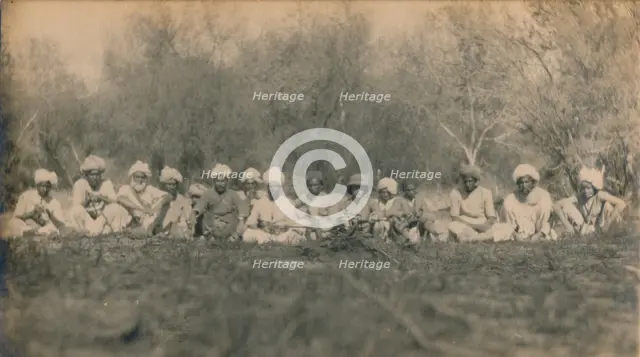 'Lt. Smith & Beaters - Budhapur Tigerhunt', 1922. Artist: Unknown.