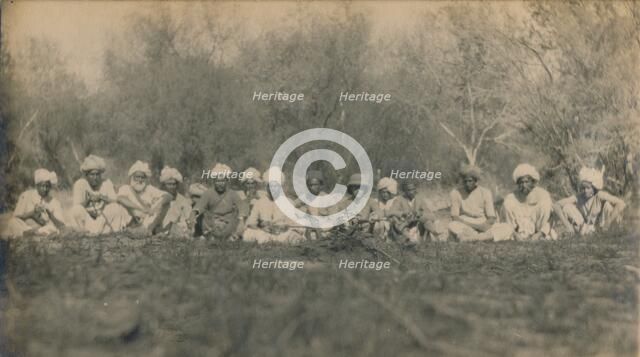 'Lt. Smith & Beaters - Budhapur Tigerhunt', 1922. Artist: Unknown.