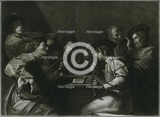 'Lute, violin and black (curved) zink; Italian engraving of the year 1784', 1948. Artist: Unknown.