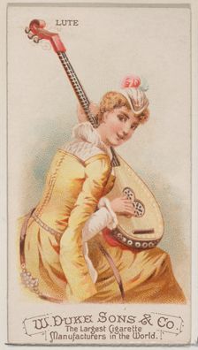 Lute, from the Musical Instruments series (N82) for Duke brand cigarettes, 1888., 1888. Creator: Schumacher & Ettlinger