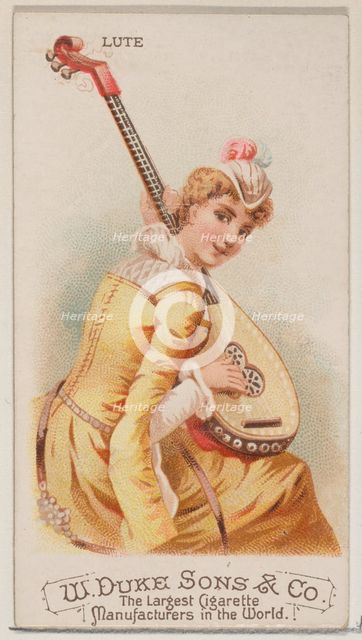 Lute, from the Musical Instruments series (N82) for Duke brand cigarettes, 1888., 1888. Creator: Schumacher & Ettlinger.