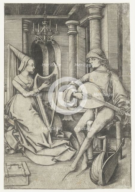 Luteplayer and Harpist, Late 15th cen..