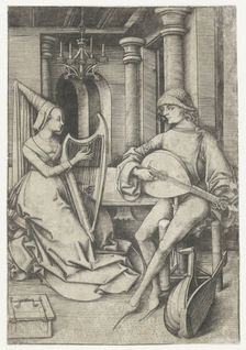Luteplayer and Harpist, Late 15th cen.
