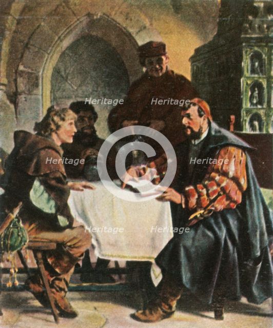 Luther as Junker Jörg in the Jena Inn with Swiss students, 1522, (1936). Creator: Unknown.
