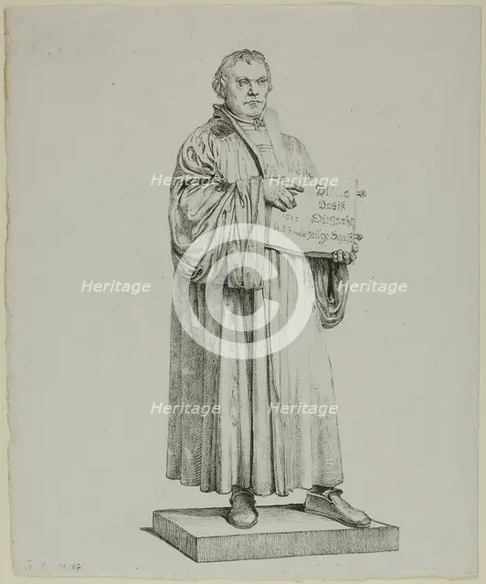 Luther's Statue in Wittenberg, 1822. Creator: Johann Gottfried Schadow.