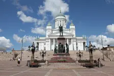 Lutheran Cathedral and the statue of Emperor Alexander II of Russia, Helsinki, Finland, 2011. Creator: Sheldon Marshall