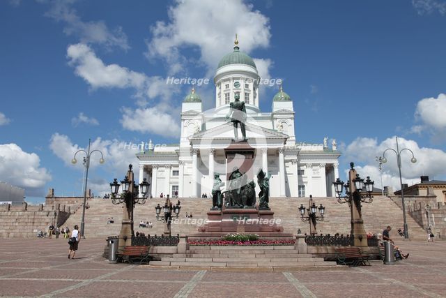 Lutheran Cathedral and the statue of Emperor Alexander II of Russia, Helsinki, Finland, 2011. Artist: Sheldon Marshall