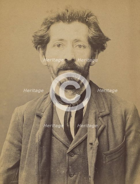 Lutringer. Pierre, Léopold. 43 ans, né le 25/11/50 à Stenay (Meuse). Cordonnier. Anarchist..., 1894. Creator: Alphonse Bertillon.