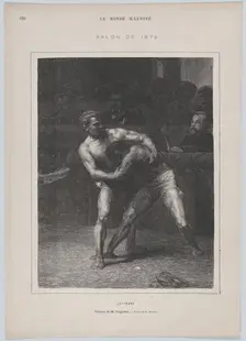Lutteurs (The Wrestlers), from "Le Monde Illustré", May 22, 1875. Creator: Auguste Joliet
