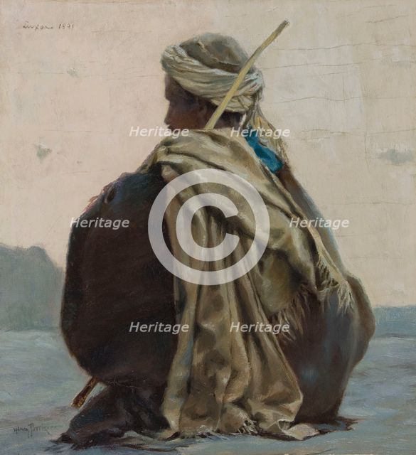 Luxor, seated Arab, three-quarters turned away, 1891. Creator: Henry Brokman.