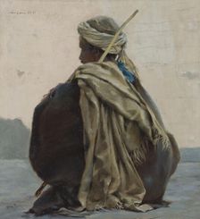 Luxor, seated Arab, three-quarters turned away, 1891. Creator: Henry Brokman