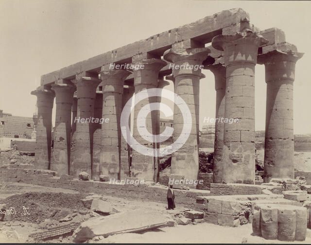 Luxor, vue du temple cote ouest, 1870s. Creator: Antonio Beato.