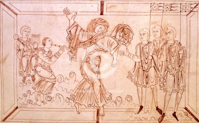 Luxuria tempting men to abandon their arms in favour of debauchery, c950-c999. Creator: Unknown.