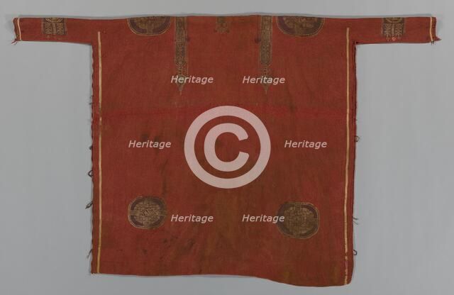 Luxurious Woolen Tunic with Decorated Bands and Roundels, 600s-700s. Creator: Unknown.