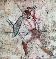 Lucanian wall-painting of a warrior, 4th century