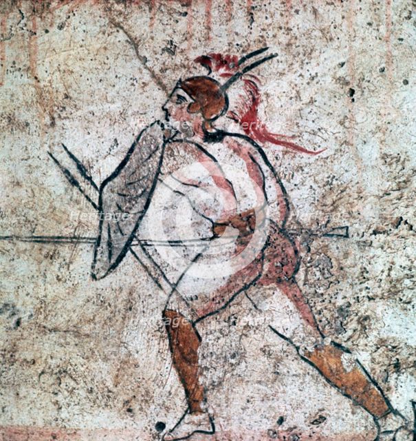 Lucanian wall-painting of a warrior, 4th century. Artist: Unknown