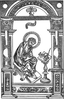 Lucas the Evangelist. Illustration to the book Apostol, 1564