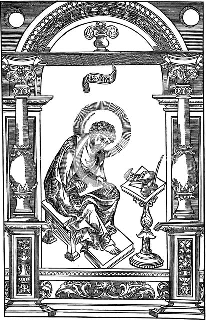Lucas the Evangelist. Illustration to the book Apostol, 1564.