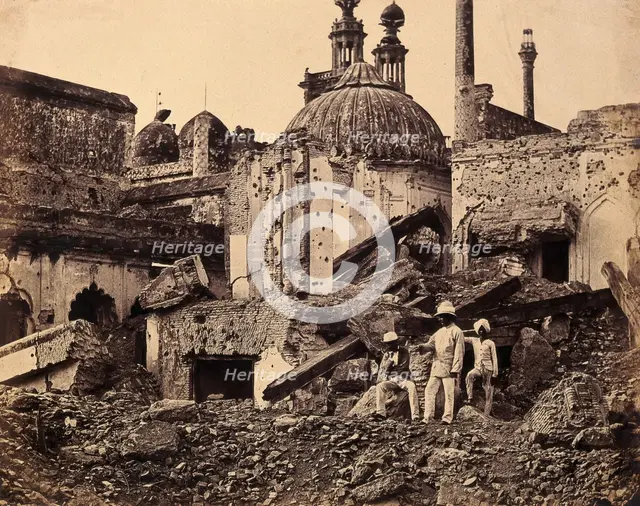 Lucknow, India: the Chutter Munzil, showing damage caused by an explosion during the Indian...c1858. Creator: Felice Beato.