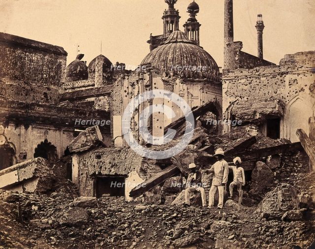 Lucknow, India: the Chutter Munzil, showing damage caused by an explosion during the Indian...c1858. Creator: Felice Beato.