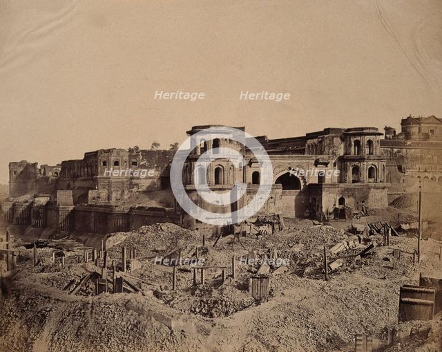 Lucknow, India: the Lucknow Residency in ruins: the Muchee Bawun and the Lucknow citadel, c1858. Creator: Felice Beato.