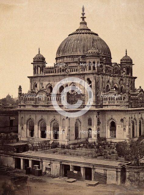 Lucknow, India: the tomb of Shahadut Allee in the Kaiser Bagh palace, showing damage done..., c1858. Creator: Felice Beato.