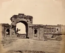 Lucknow, India: gateway of the Lucknow Residency, showing damage caused during the..., c1858. Creator: Felice Beato
