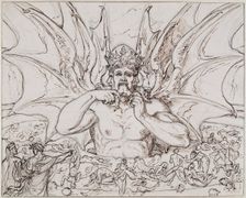 Lucifer in the center of hell. Illustration to the Divine Comedy by Dante Alighieri, ca 1803. Creator: Koch, Joseph Anton (1768-1839)
