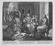 Lucretia and her handmaids spinning, 1537-45. Creator: Antonio Fantuzzi