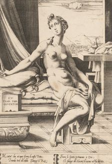 Lucretia Preparing to Kill Herself, ca. 1542. Creator: Enea Vico