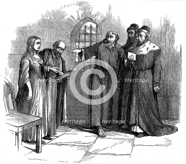 Lucrezia Castellani before Inquisitors after banned Waldenses service, c1476 (19th century). Artist: Unknown
