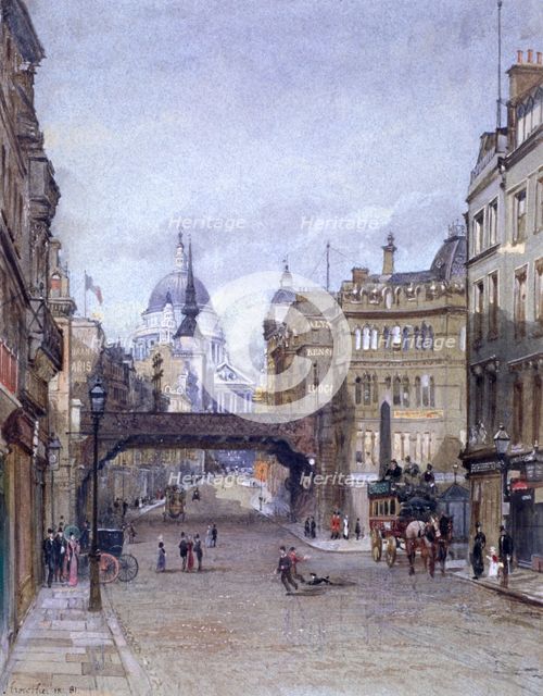 Ludgate Circus, London, 1881. Artist: John Crowther