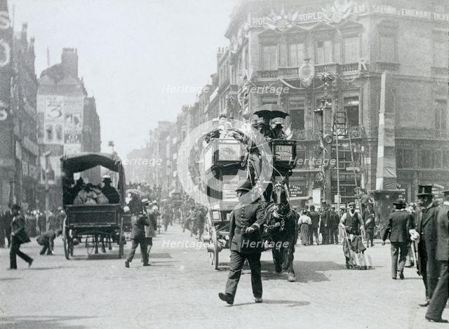 Ludgate Circus, London, prepared for Queen Victoria's Diamond Jubilee, 1897. Creator: Paul Martin.