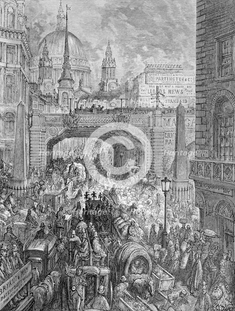 'Ludgate Hill-A Block in the Street', 1872.  Creator: Quesnel.